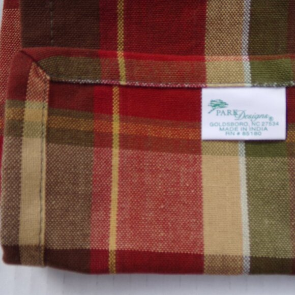 Cloth Fall Thanksgiving Holiday Napkins Plaid 3 Park Designs - Picture 5 of 6